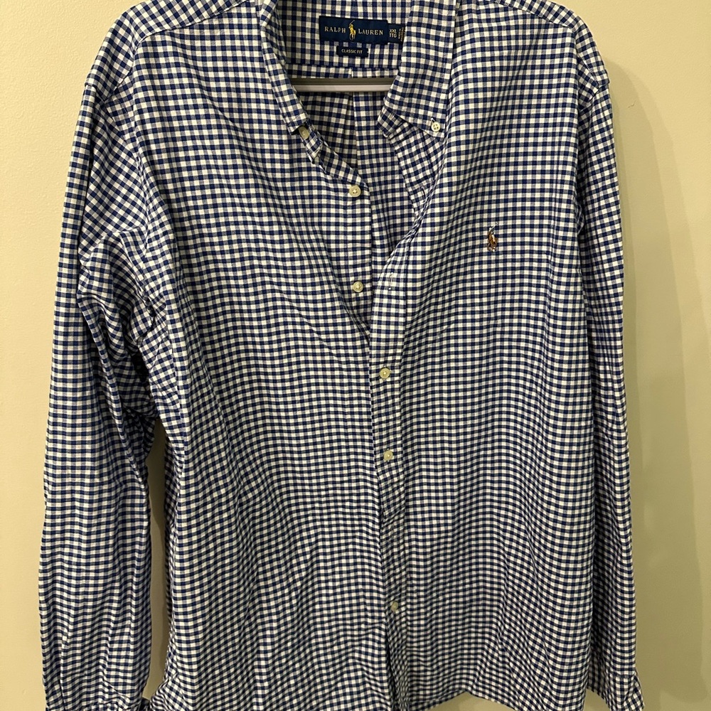 Polo by Ralph Lauren Men's blue Checkered Button Down Shirt